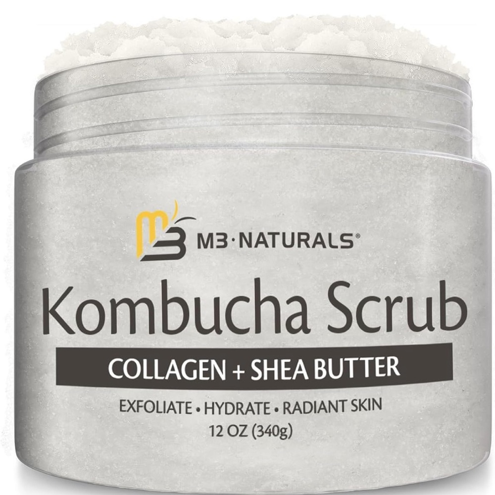 M3 Naturals Kombucha Scrub Collagen + Shea Butter, Exfoliate, Hydrate Skin